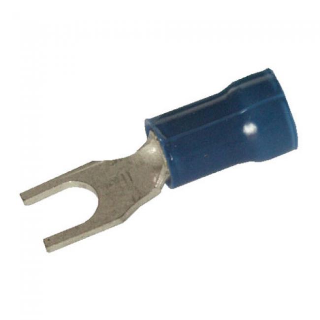 100 Stk - Gabelkabelschuh 4 mm, Blau - Passend für: Durite-HCUK 0-001-07 - Elpress a2543c - Guardian-HCUK B12 - Tyco 165012