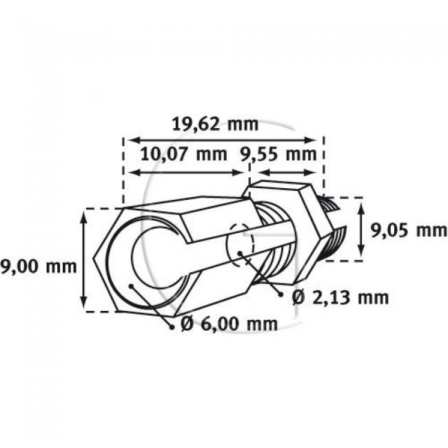 10er-Set Bowdenzug Stopbefestigung & Einstellschraube / L = 19,62 mm / Aussendurchmesser = 9,00>9,05 mm / Inn...
