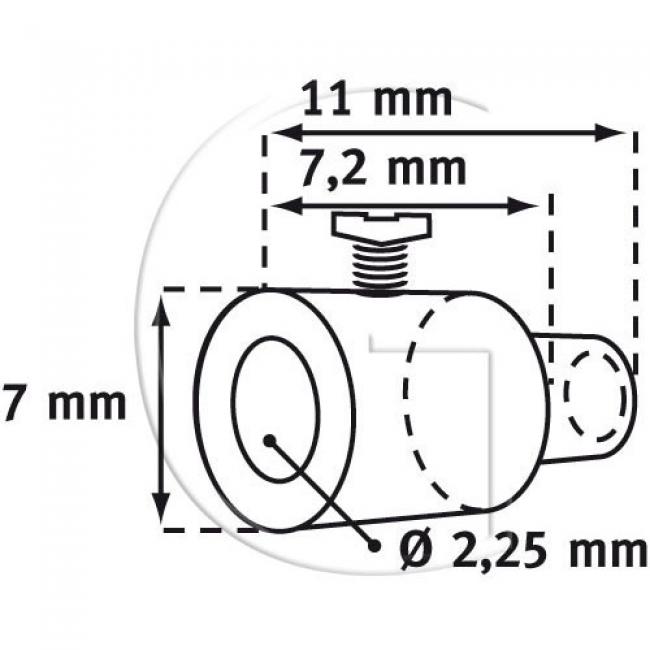 10er-Set Bowdenzug Stopbefestigung / L = 11 mm / Aussendurchmesser = 7 mm / Innendurchmesser = 2,25 mm