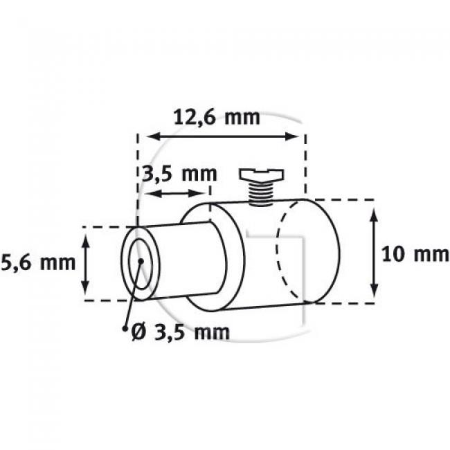 10er-Set Bowdenzug Stopbefestigung / L = 12,6 mm / Aussendurchmesser = 10>5,6 mm / Innendurchmesser = 3,5 mm...