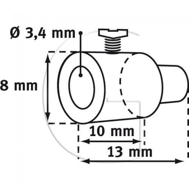 10er-Set Bowdenzug Stopbefestigung / L = 13 mm / Aussendurchmesser = 8 mm / Innendurchmesser = 3,4 mm