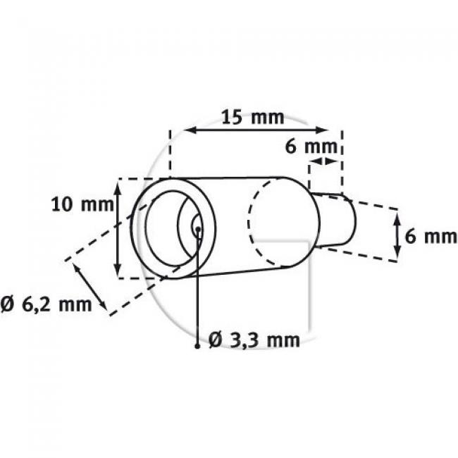 10er-Set Bowdenzug Stopbefestigung / L = 15 mm / Aussendurchmesser = 10>6 mm / Innendurchmesser = 6,2 mm...