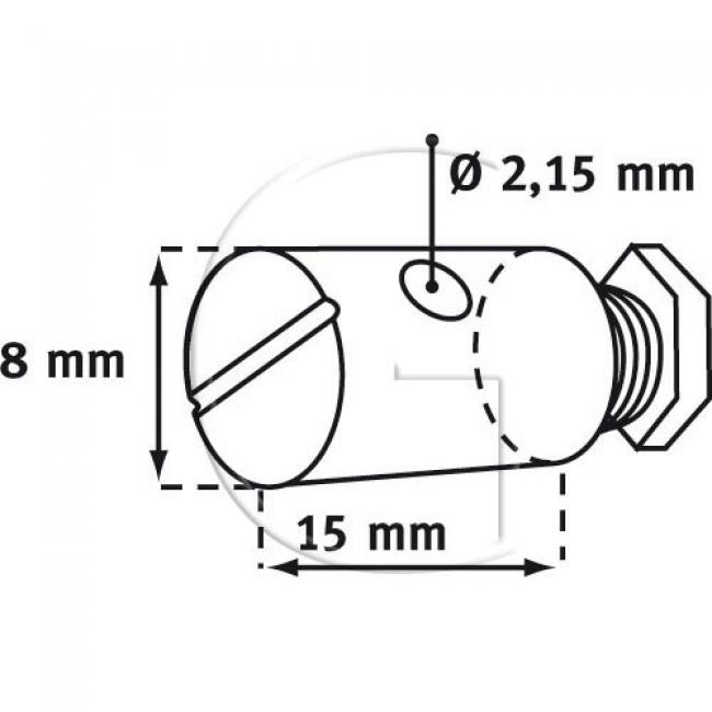 10er-Set Bowdenzug Stopbefestigung / L = 15 mm / Aussendurchmesser = 8 mm / Innendurchmesser = 2,15 mm