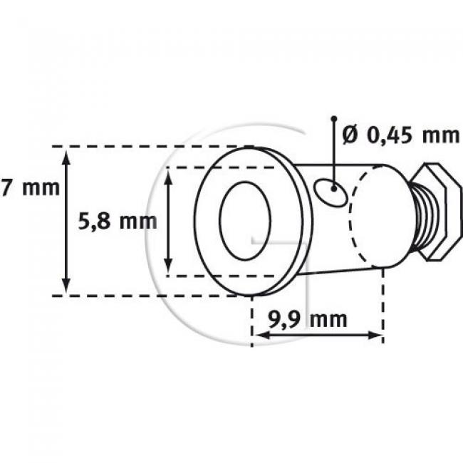 10er-Set Bowdenzug Stopbefestigung / L = 9,9 mm / Aussendurchmesser = 7>5,8 mm / Innendurchmesser = 0,45 mm...
