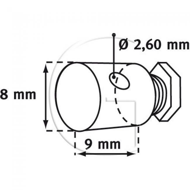 10er-Set Bowdenzug Stopbefestigung / L = 9 mm / Aussendurchmesser = 8 mm / Innendurchmesser = 2,60 mm
