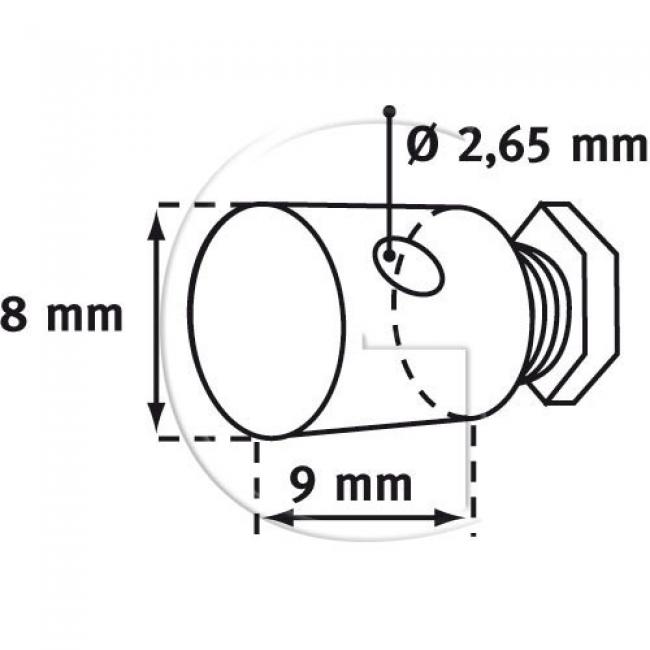 10er-Set Bowdenzug Stopbefestigung / L = 9 mm / Aussendurchmesser = 8 mm / Innendurchmesser = 2,65 mm