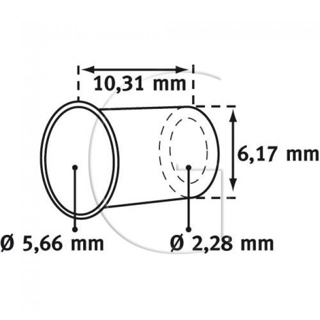 10er-Set Hülse für züge / L = 10,31 mm / Aussendurchmesser = 6,17 mm / Innendurchmesser = 5,66>2,28 mm