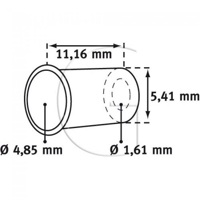 10er-Set Hülse für züge / L = 11,16 mm / Aussendurchmesser = 5,41 mm / Innendurchmesser = 4,85>1,61 mm