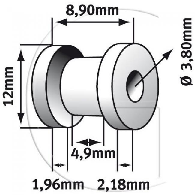 2er-Set Auge / Aussendurchmesser = 12 mm / Innendurchmesser = 3,80 mm