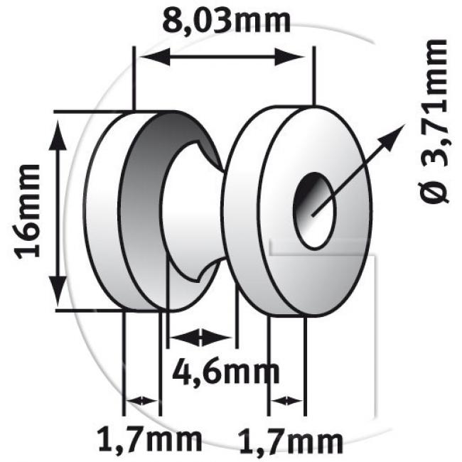 2er-Set Auge / Aussendurchmesser = 16 mm / Innendurchmesser = 3,71 mm