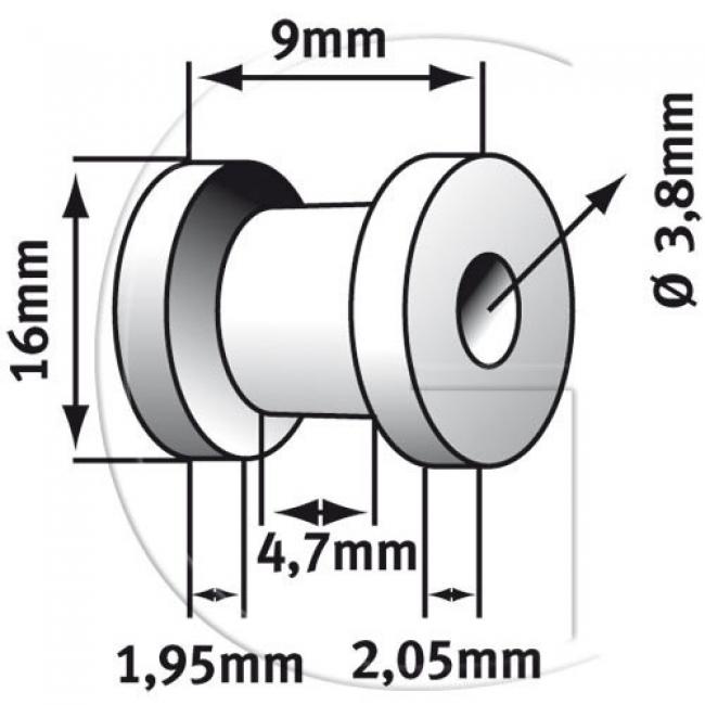 2er-Set Auge / Aussendurchmesser = 16 mm / Innendurchmesser = 3,8 mm