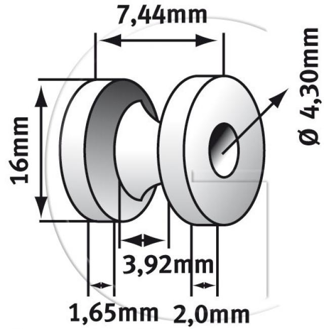 2er-Set Auge / Aussendurchmesser = 16 mm / Innendurchmesser = 4,30 mm