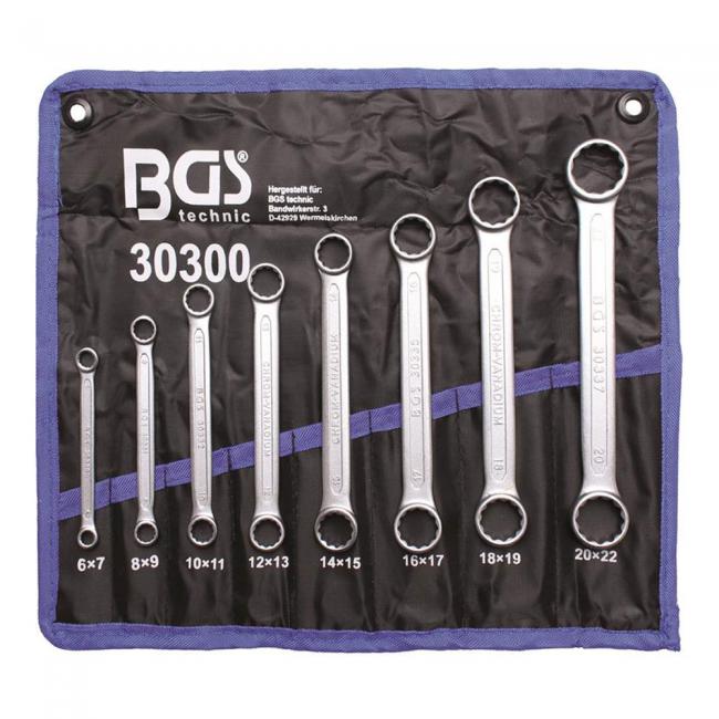 BGS-30300 Doppel-Ringschlüssel-Satz, extra flach, 6-22 mm, 8-tlg.