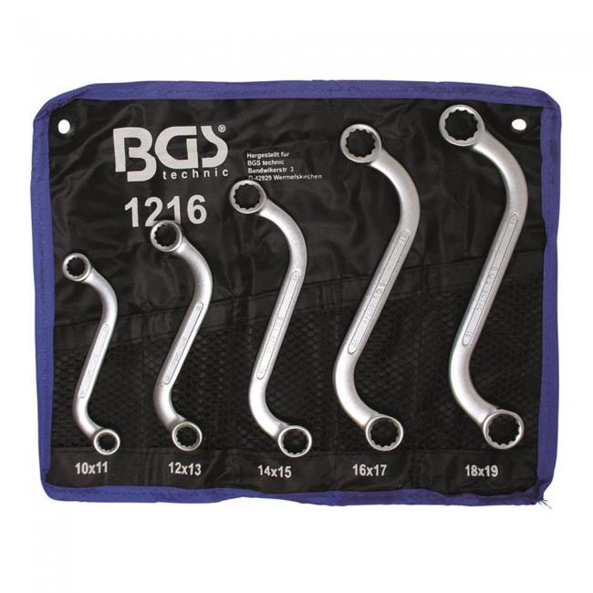 BGS-1216 | Doppel-Ringschlüssel-Satz S-Form 10x11-18x19 mm 5-tlg.