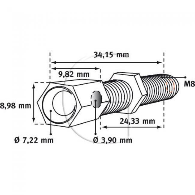 Einstellschraube / L = 34,15 mm / Aussendurchmesser = 8,98 mm / Innendurchmesser = 7,22>3,90 mm / Ge...