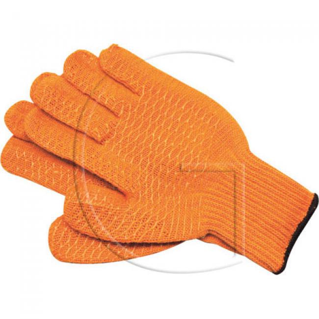 Handschuhe criss-cross / Größe = UNI - Polyesterstrickhandschuh, mit PVC-Wabenmuster.