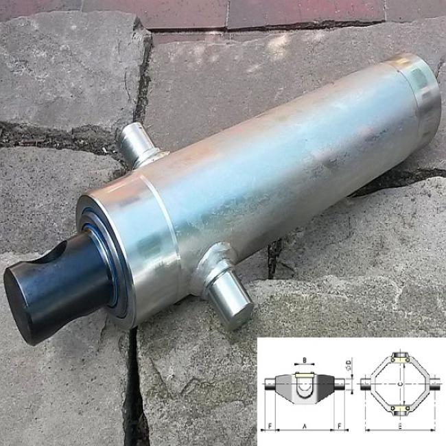 Hydraulikzylinder Teleskopzylinder Hub = 390 mm 6 to. inkl. Kardanring