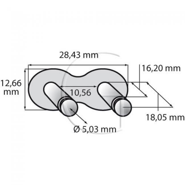 Kettenschlossglieder / Teilung 1 = 5/8” = 15,87mm / B = 3/8” = 9,54 mm
