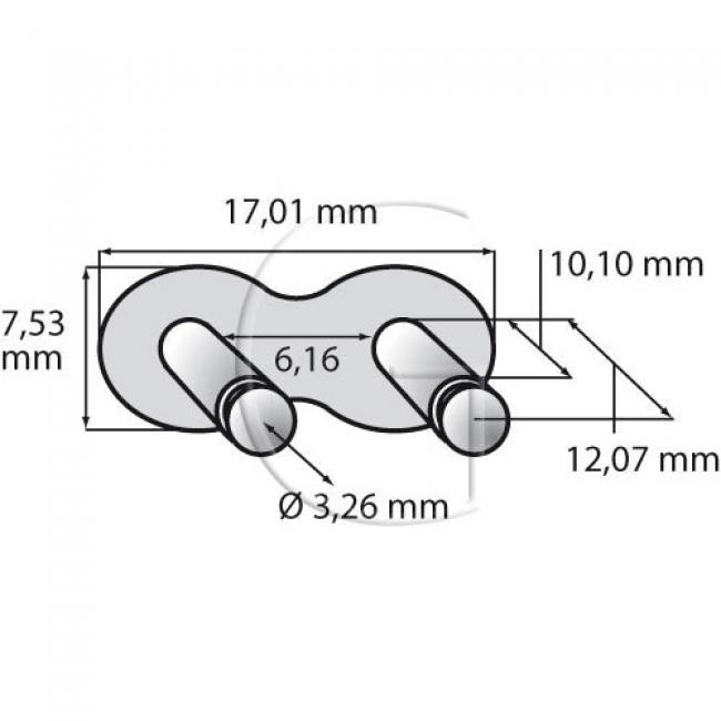 Kettenschlossglieder / Teilung 1 = 9,54mm / B = 5,72 mm - für 1041-11151