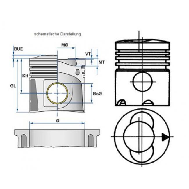 Kolben Büchse Zylinder Assy Kolbenschmidt Deutz 912 D:100 mm 4-Ring-kolben