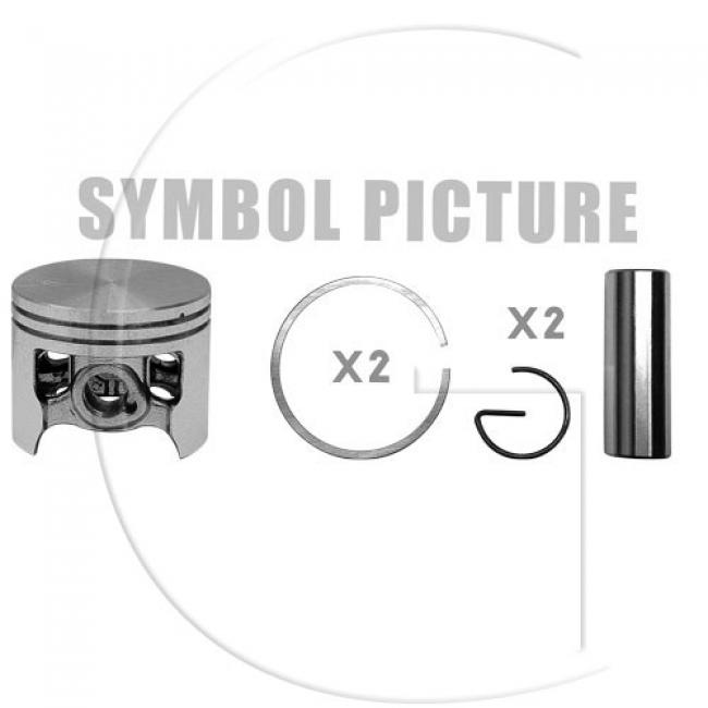 Kolben komplett / Ø Kolben = 34 mm / Stärke Kolbering = 1,5 mm / Inhalt = A - Kolbenringe, Kolbenbolzen und Clips inklusive. (2)