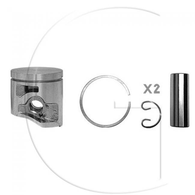 Kolben komplett / Ø Kolben = 37 mm / Inhalt = A - Kolbenringe, Kolbenbolzen und Clips inklusive.
