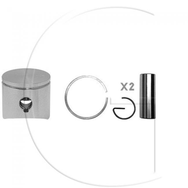Kolben komplett / Ø Kolben = 38 mm / Stärke Kolbering = 1,5 mm / Inhalt = A - Kolbenringe, Kolbenbolzen und Clips inklusive. (1)