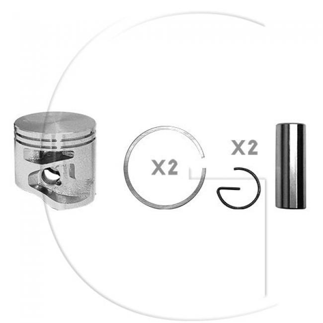 Kolben komplett / Ø Kolben = 40 mm / Inhalt = A - Kolbenringe, Kolbenbolzen und Clips inklusive.
