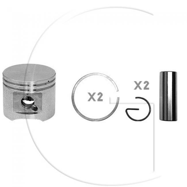 Kolben komplett / Ø Kolben = 40 mm / Stärke Kolbering = 1,2 mm / Inhalt = A - Kolbenringe, Kolbenbolzen und Clips inklusive. (7)