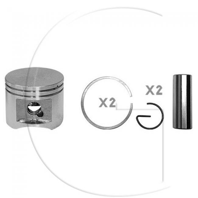 Kolben komplett / Ø Kolben = 42,5 mm / Stärke Kolbering = 1,2 mm / Inhalt = A - Kolbenringe, Kolbenbolzen und Clips inklusive.