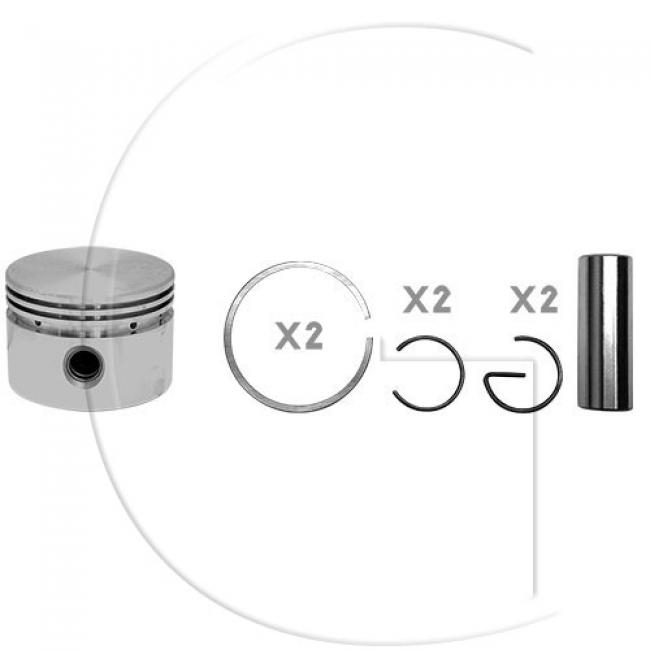 Kolben komplett / Ø Kolben = 44,7 mm / Stärke Kolbering = 1,2 mm / Inhalt = A - Kolbenringe, Kolbenbolzen und Clips inklusive.