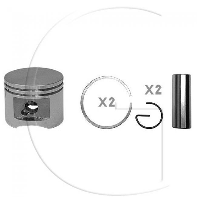 Kolben komplett / Ø Kolben = 44 mm / Stärke Kolbering = 1,2 mm / Inhalt = A - Kolbenringe, Kolbenbolzen und Clips inklusive.
