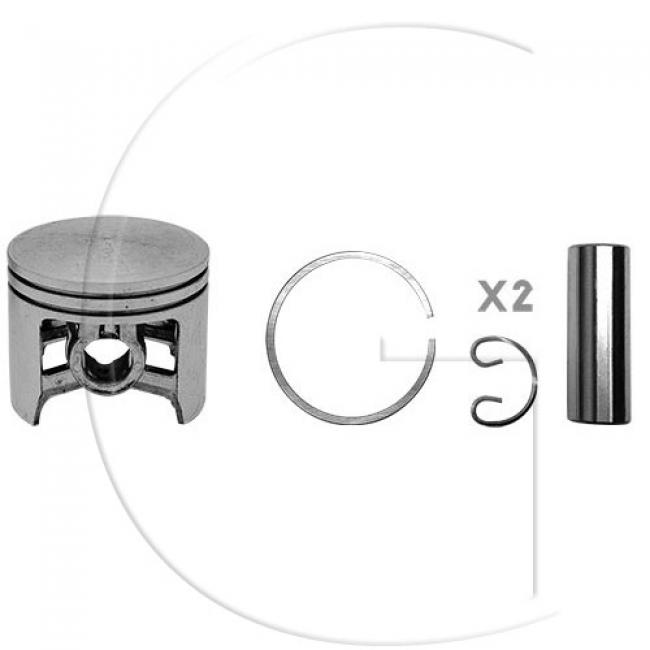 Kolben komplett / Ø Kolben = 45 mm / Stärke Kolbering = 1,2 mm / Inhalt = A - Kolbenringe, Kolbenbolzen und Clips inklusive.