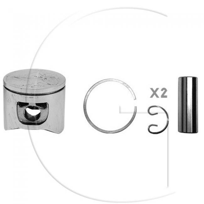 Kolben komplett / Ø Kolben = 46 mm / Stärke Kolbering = 1,5 mm / Inhalt = A - Kolbenringe, Kolbenbolzen und Clips inklusive. (6)