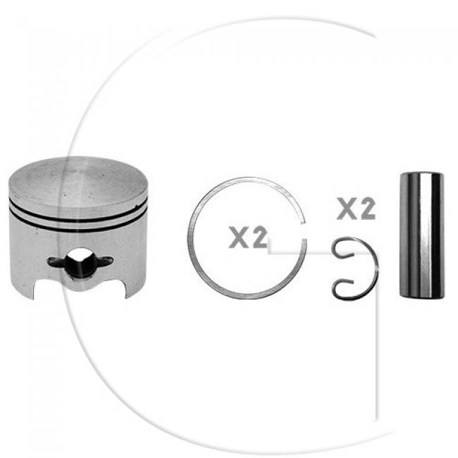 Kolben komplett / Ø Kolben = 47,5 mm / Stärke Kolbering = 1,2 mm / Inhalt = A - Kolbenringe, Kolbenbolzen und Clips inklusive.