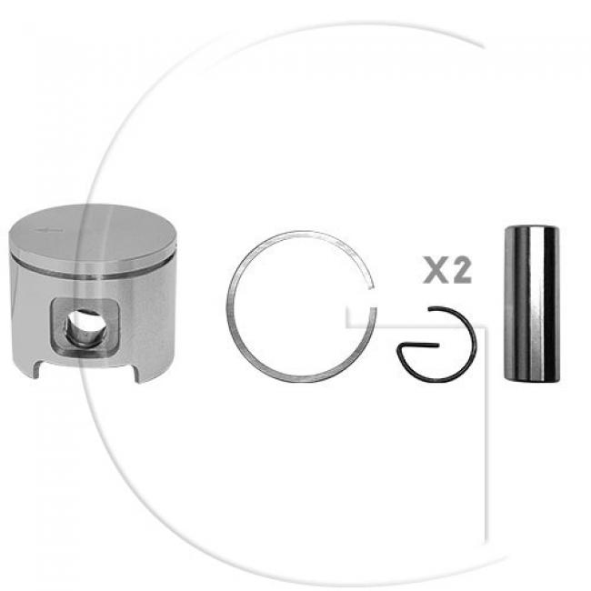 Kolben komplett / Ø Kolben = 47 mm / Stärke Kolbering = 1,5 mm / Inhalt = A - Kolbenringe, Kolbenbolzen und Clips inklusive. (10)