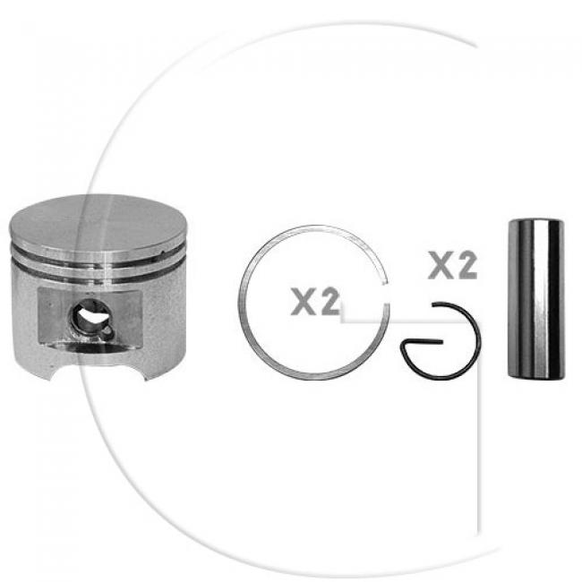 Kolben komplett / Ø Kolben = 47 mm / Stärke Kolbering = 1,5 mm / Inhalt = A - Kolbenringe, Kolbenbolzen und Clips inklusive. (13)