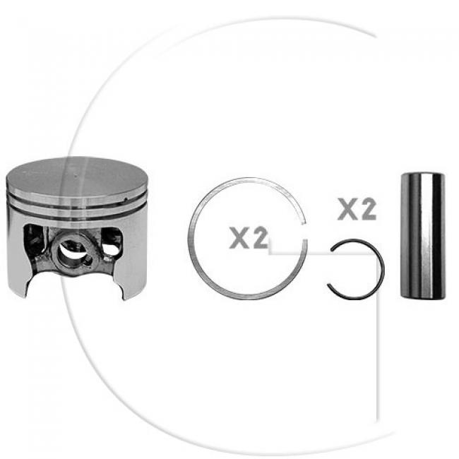 Kolben komplett / Ø Kolben = 48 mm / Stärke Kolbering = 1,2 mm / Inhalt = A - Kolbenringe, Kolbenbolzen und Clips inklusive.