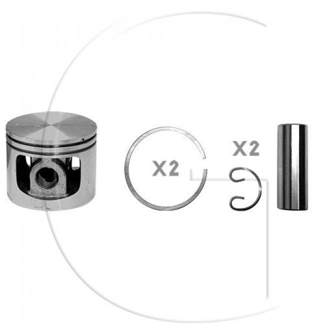 Kolben komplett / Ø Kolben = 48 mm / Stärke Kolbering = 1,5 mm / Inhalt = A - Kolbenringe, Kolbenbolzen und Clips inklusive. (19)