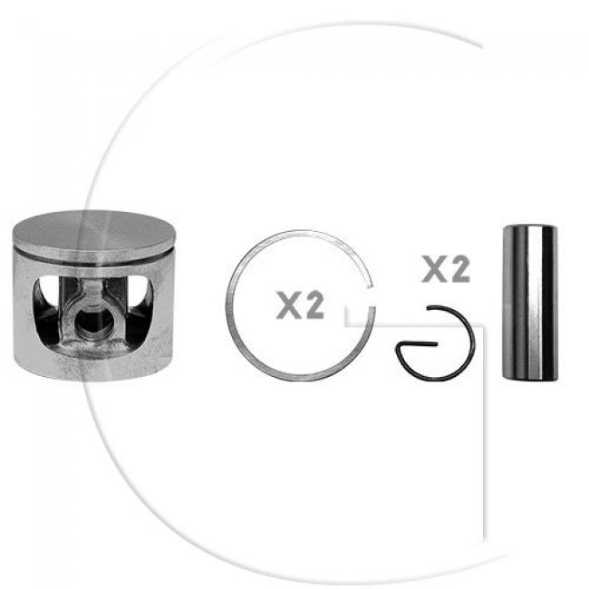 Kolben komplett / Ø Kolben = 50 mm / Stärke Kolbering = 1,5 mm / Inhalt = A - Kolbenringe, Kolbenbolzen und Clips inklusive. (2)