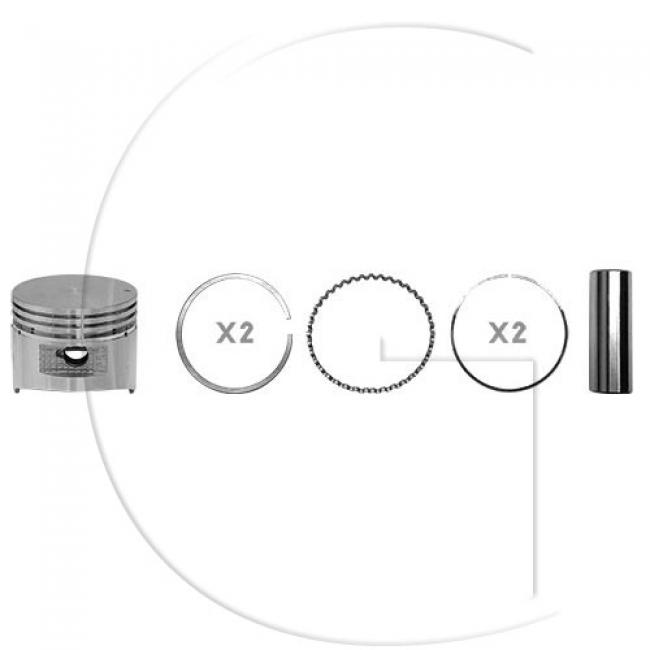 Kolben komplett / Ø Kolben = 52 mm / Inhalt = A - Kolbenringe, Kolbenbolzen und Clips inklusive.