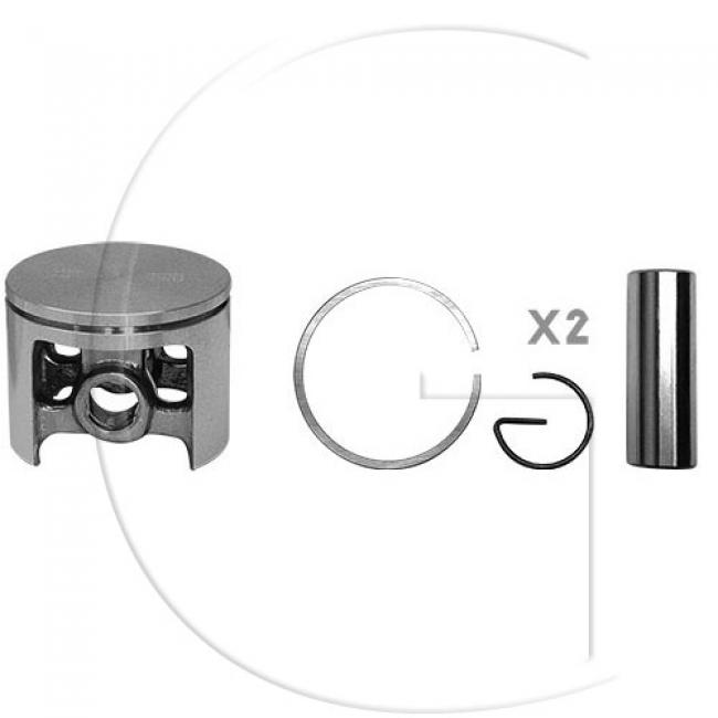 Kolben komplett / Ø Kolben = 52 mm / Stärke Kolbering = 1,5 mm / Inhalt = A - Kolbenringe, Kolbenbolzen und Clips inklusive. (2)
