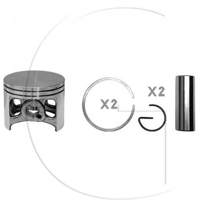 Kolben komplett / Ø Kolben = 54 mm / Stärke Kolbering = 1,2 mm / Inhalt = A - Kolbenringe, Kolbenbolzen und Clips inklusive. (6)