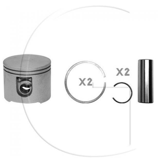 Kolben komplett / Ø Kolben = 56 mm / Stärke Kolbering = 1,5 mm / Inhalt = A - Kolbenringe, Kolbenbolzen und Clips inklusive. (12)