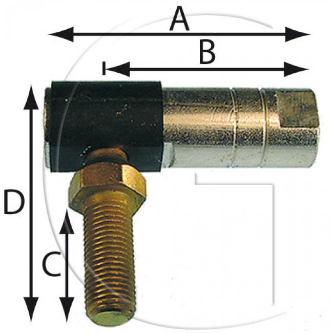 Kugelgelenke / L = 47,5 mm / B = 45 mm / H (Innen) = 35 mm / H (Aussen) = 20 mm / Innengewinde = M10...