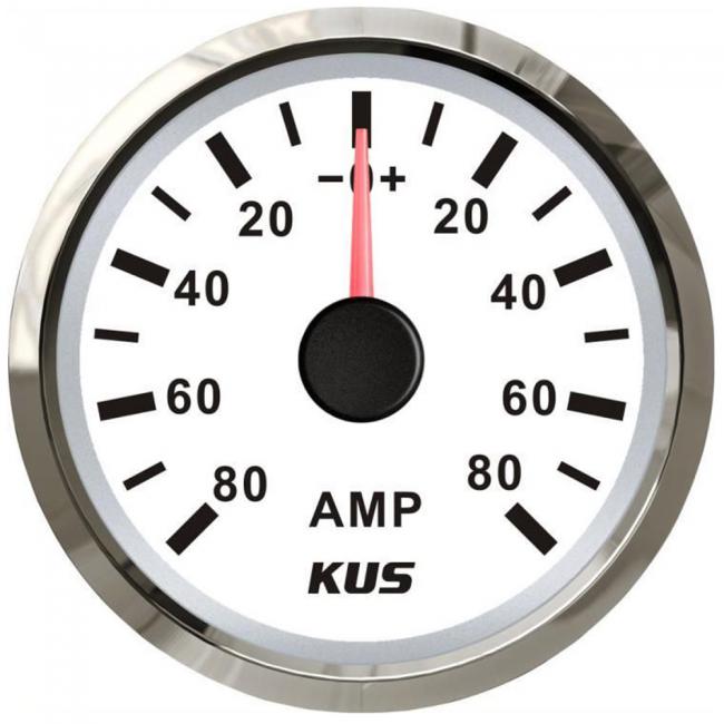 KUS Amperemeter 80A inkl.Messwiderstand Edelstahl weiß
