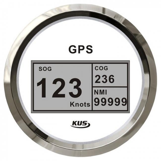 KUS GPS Digital Geschwindigkeitsmesser Speedometer Tachometer 85mm SOG COG - weiss
