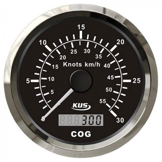 KUS GPS Geschwindigkeitsmesser Speedometer 30kn 55km/h mit digitalem Kompass - schwarz