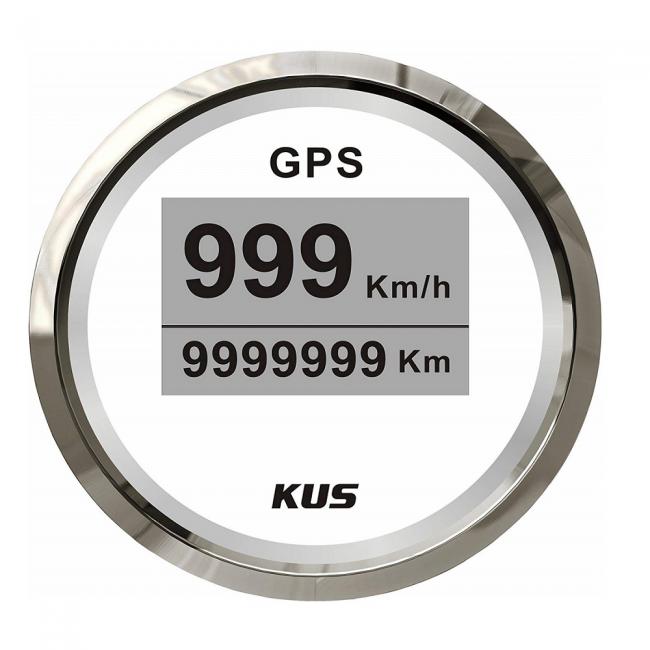 KUS GPS Tachometer 0-999 km/h Edelstahllünette in ansprechender Optik - weiss