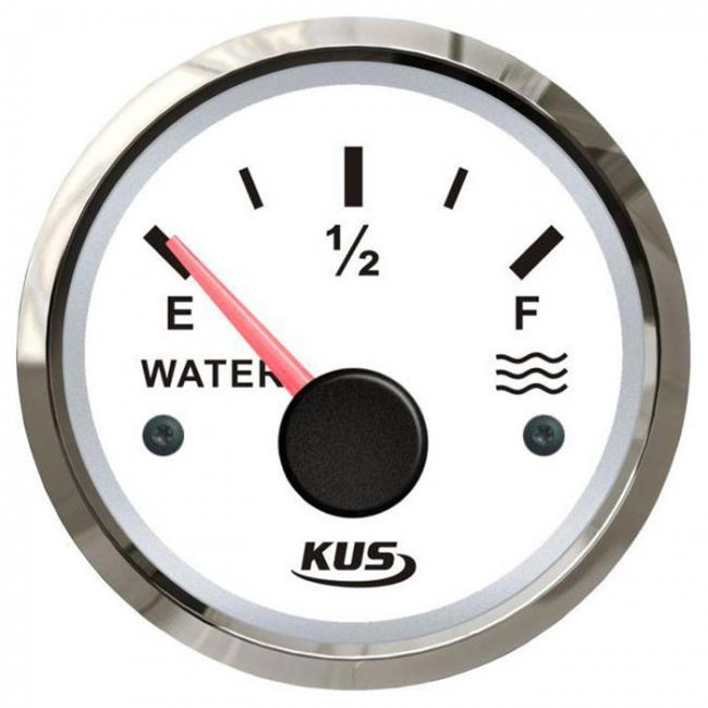 KUS Wassertankanzeige 12/24Volt Edelstahl KUS 0-190Ohm Füllstandanzeige Wasser - weiss